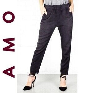 AMO TWIST PULL ON STRAIGHT CROP ANKLE PANTS XS MINIMALIST BOHO CASUAL DISTRESSED